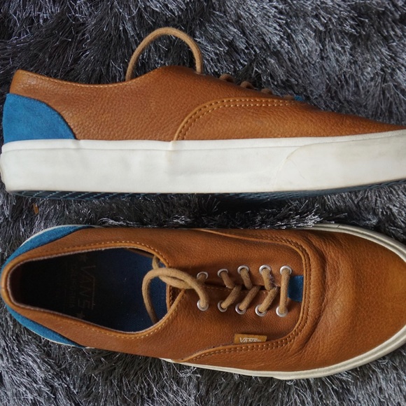 vans blue brown leather